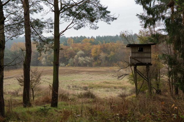 Hunting lookout at the edge of the forest