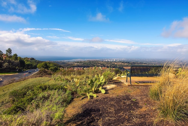 Huntington and Newport Beach viewed from the Vista Ridge Park in California