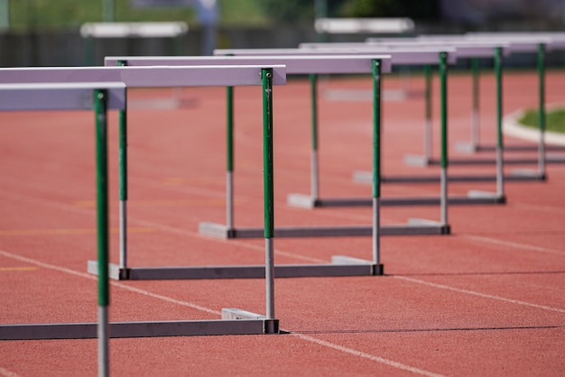 Hurdles on a Athletics Track