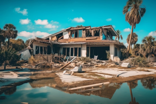 Hurricane destroy house Generate Ai