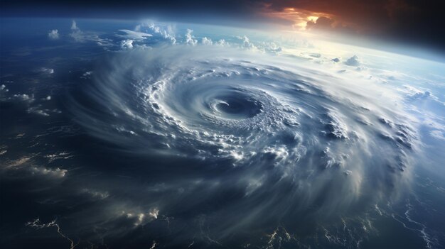 Hurricane from space Satellite view Super typhoon over the ocean The eye of the hurricane View from outer space