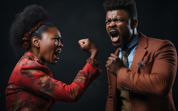 husband and wife fighting african people