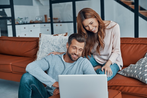 Husband and wife spending time together at home