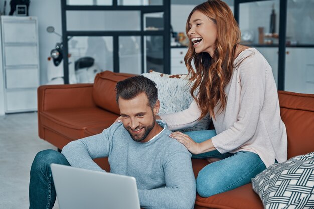 Husband and wife spending time together at home