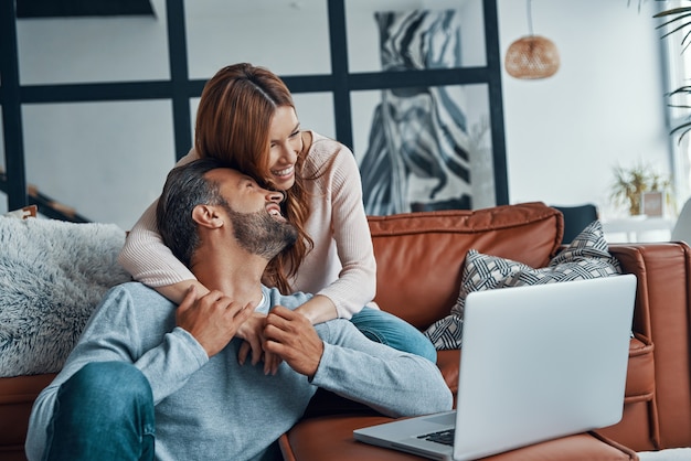 Husband and wife spending time together at home