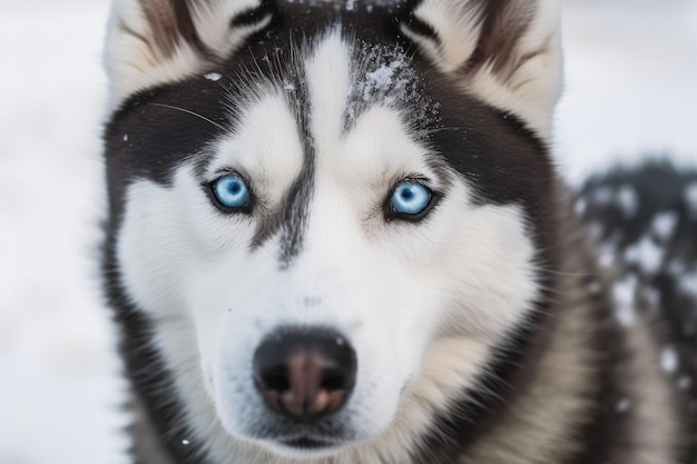 Photo a husky dog portrait featuring a blue eye