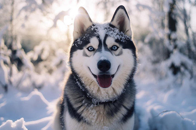 Husky Dog in the Snowy Wilderness Generative By Ai