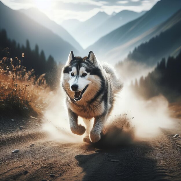 Photo husky looking forward