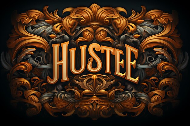 Hustle shadow style typography on black background