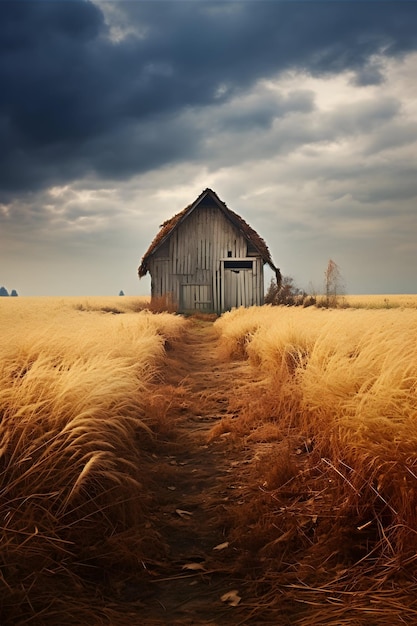 A Hut On A Field