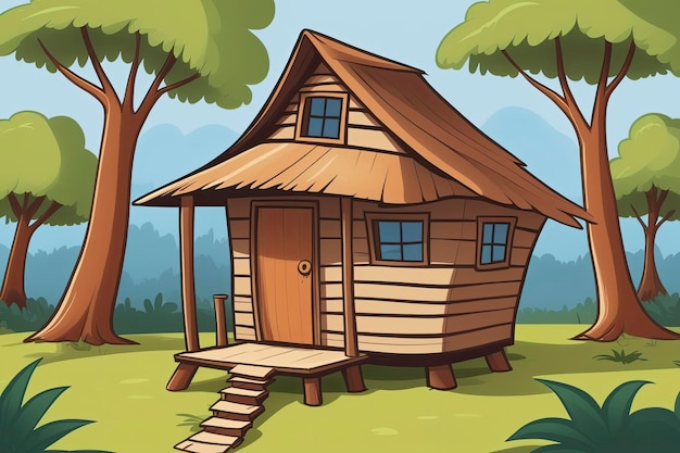 Photo hut house cartoon illustration