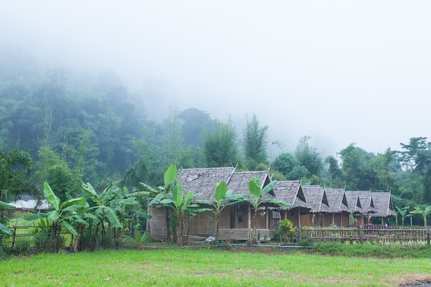 山の近くの小屋