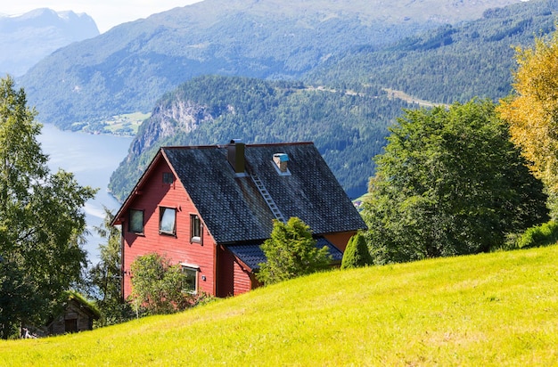 ノルウェーの山々の小屋