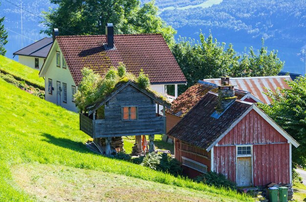 ノルウェーの山々の小屋