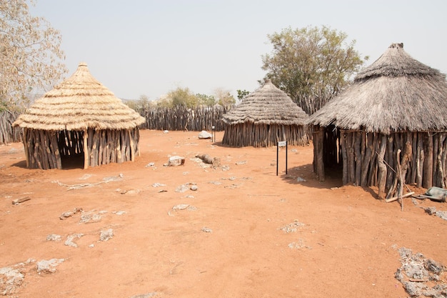 Photo huts in a village