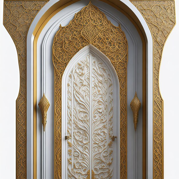 Foto huurt voor houten paleis deur decoratie textuur mahonie hout met glinsterende gouden decoraties