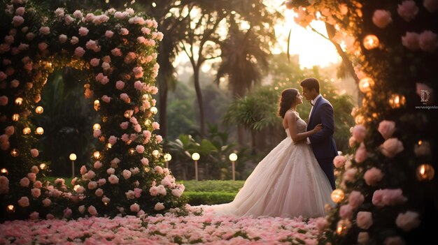 Huwelijksboog met bloemen en groen