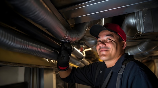 HVAC-technicus met kanaalwerk