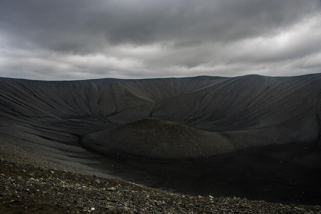 北アイスランドのミーヴァトン地域にあるクヴェルフィヤル リング火山クレーター