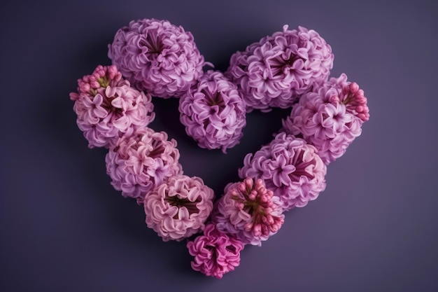 Hyacinth flowers in hole in heart shaped generative ai