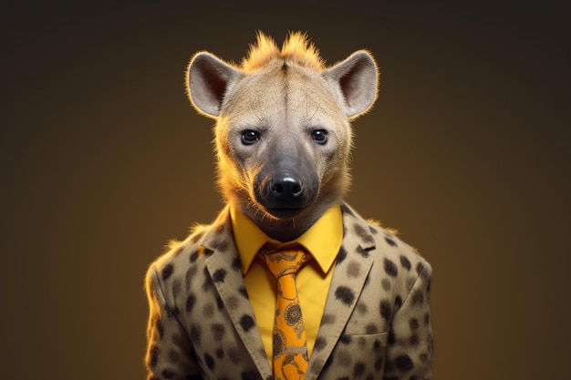 Photo hyaena in a suit generative ai