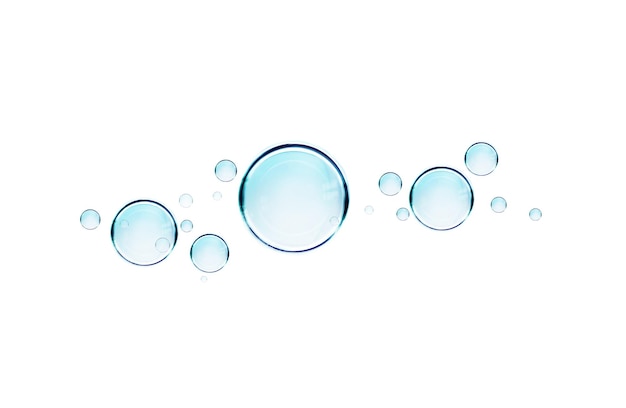 Капли косметического геля гиалуроновой кислоты изолированы на белом фоне Пузыри моющего средства для дизайна