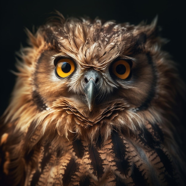 Hybrid animal horned owl cat close up wildlife macro Generative AI