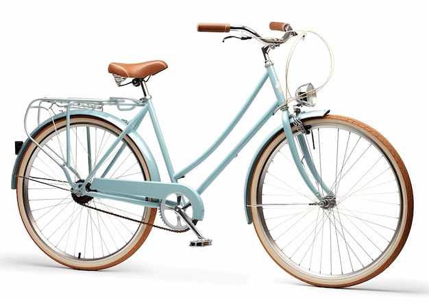 a Hybrid bicycle in silver on a white background