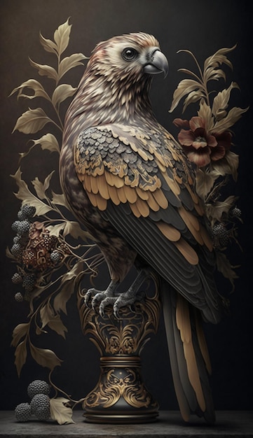 Hybrid creature antropomorphic eagle with filigree