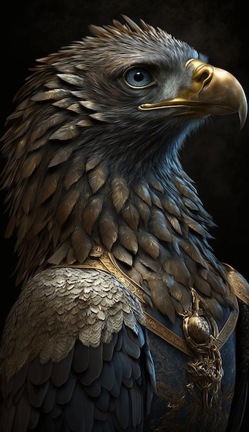 Hybrid creature antropomorphic eagle with filigree