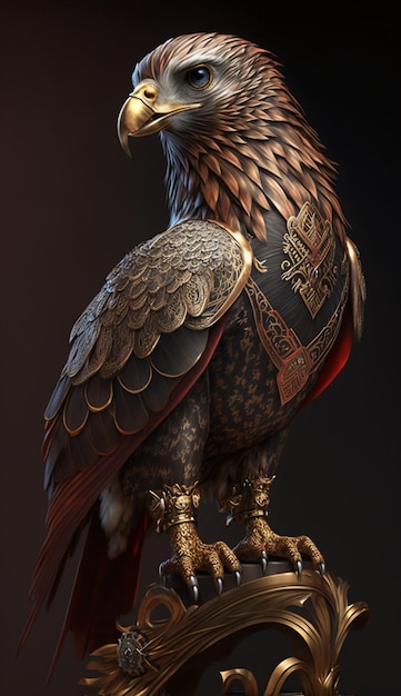 Hybrid creature antropomorphic eagle with filigree