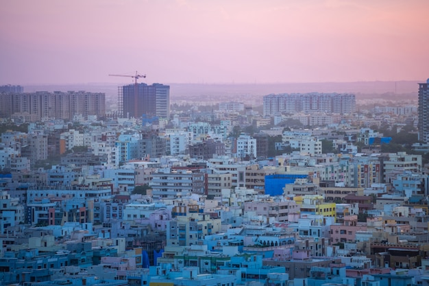 Hyderabad city buildings and skyline in India