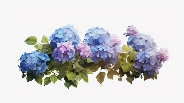 Hydrangea bushes in bloom isolated on a transparent background Generative AI