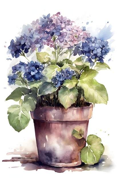 Hydrangea Flower Art Print for Rustic and Botanical Home Decor Generative AI