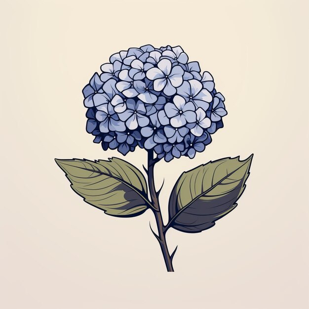 Photo hydrangea flowers vintage style illustration with minimalistic design