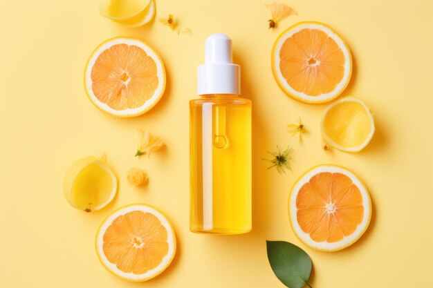 Hydrating serum for skin yellow pastel backdrop