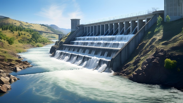 Foto hydro-elektrische dam op een rivier