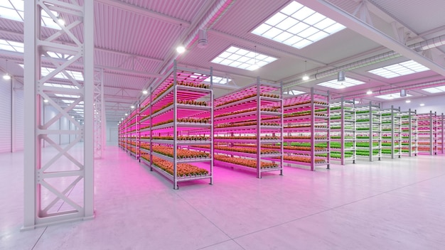 Hydrocultuur indoor groenteplant fabriek in tentoonstellingsruimte wa