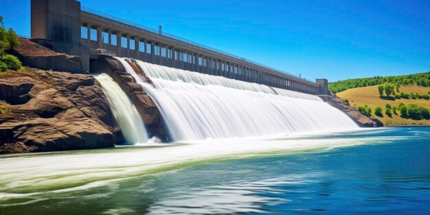 Hydroelectric dam generating green energy from flowing water