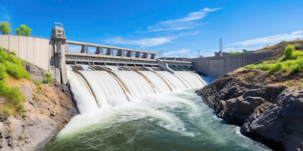 Hydroelectric dam generating green energy from flowing water