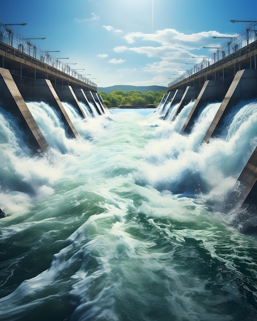 Hydroelectric power dam on a river