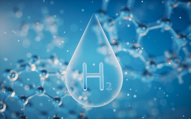 Photo hydrogen concept with blue background 3d rendering