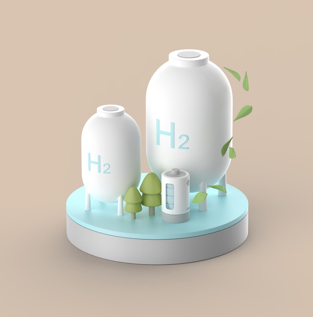 Hydrogen energy 3d icon. green & clean energy