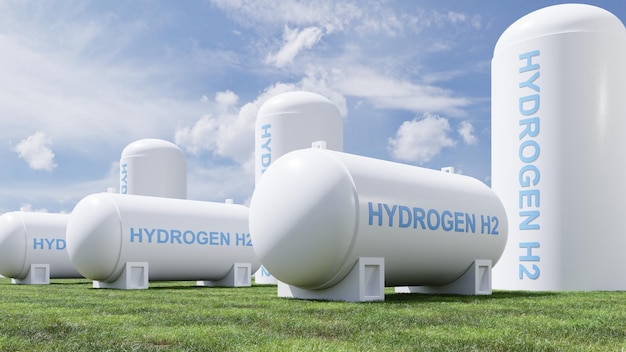 Фото Газовый резервуар для хранения водородной энергии в луговой среде