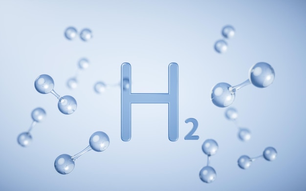 Hydrogen and molecules 3d rendering