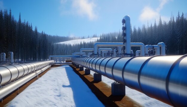 A hydrogen pipeline in the winter