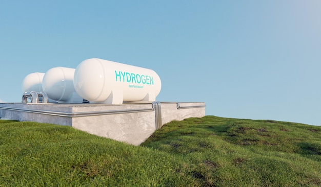 Hydrogen power storage on hill zero emissions and nature friendly energy