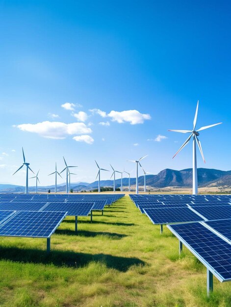 사진 수소 재생 에너지 생산 청정 전기를 위한 수소 가스 태양광 및 풍력 터빈