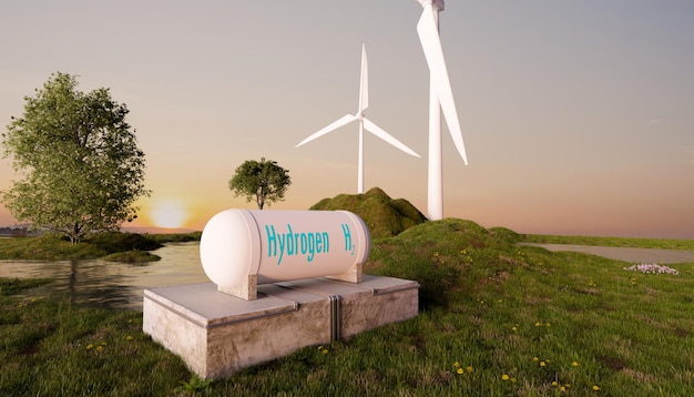 Hydrogen storage with wind turbine