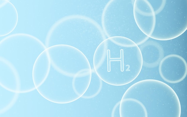 Hydrogen with a blue background 3d rendering